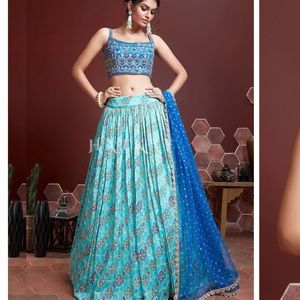 Blue Lehenga Set (skirt/top/shawl)